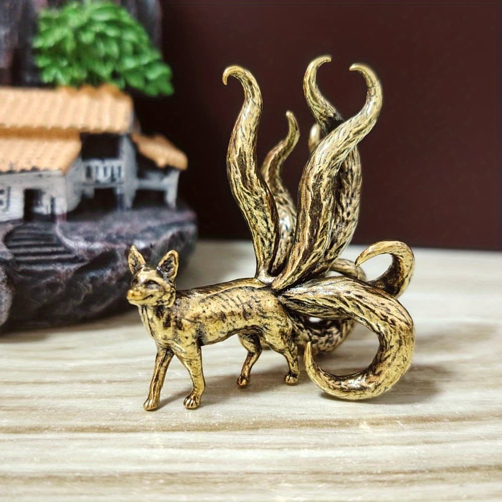 TEMU Beautifully Brass Sculpture Of -tailed Fox, Ideal For Home Or Office Decor, Promoting Wealth And , Making It A Wonderful Gift For Any Event