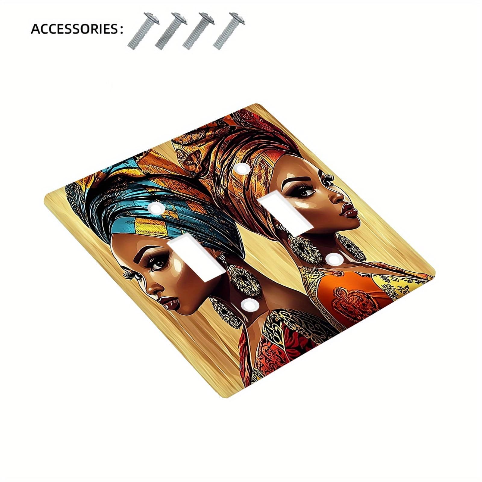 TEMU 1pc 1gang/2gang African Women Decorative Light Switch Cover Art Wall Plate For Home, Bedroom, And Kitchen Decoration