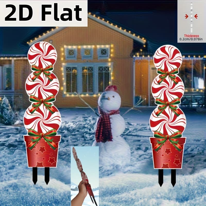 TEMU 2d Flat, 2d Flat--2 Acrylic Ground Stakes, Suitable For Christmas Ornaments, Home Christmas Decoration, Large Christmas Decoration, Weather-resistant Decoration, Home Gardening Enthusiasts