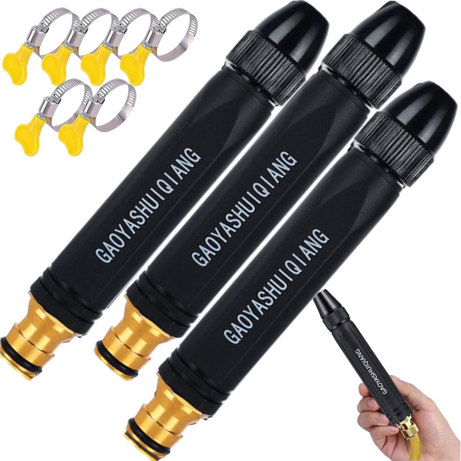TEMU 3set Home High-pressure Car Wash Water Gun With Booster Nozzle- Adjustable Spray Patterns, Powerful High-pressure & Garden Sprayer, Multi Function Lawn Sprayer, Gaoyashuiqiang