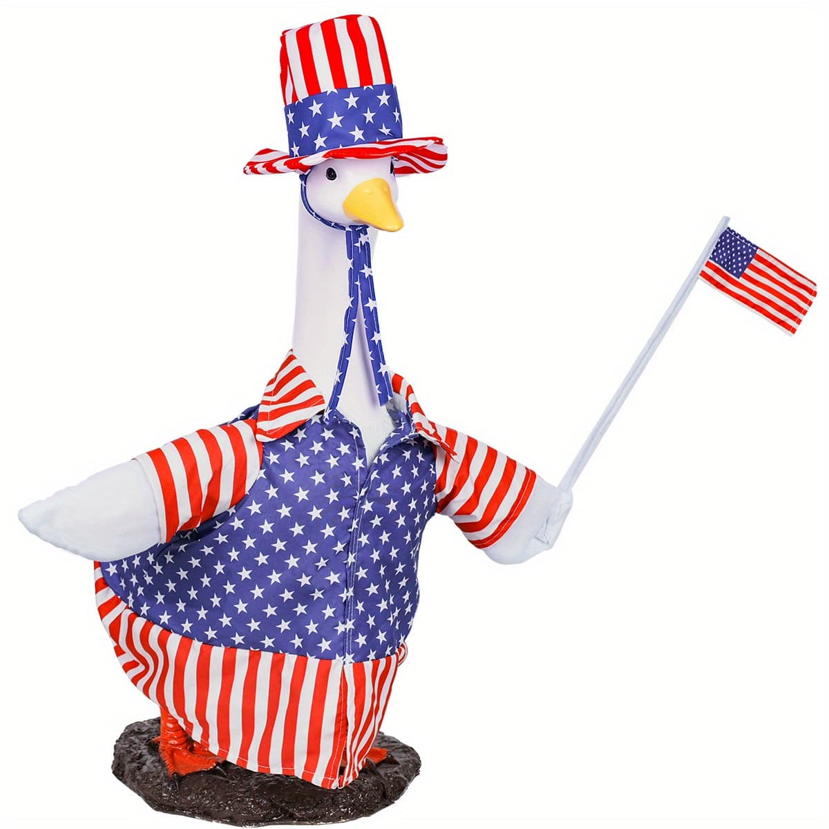 TEMU Goose Outfit Set Patriotic Lawn Porch Goose Clothes American Flag Goose Costume Day Goose Outfit For 23'' Plastic Goose Outdoor Patio Yard Lawn Art Decor