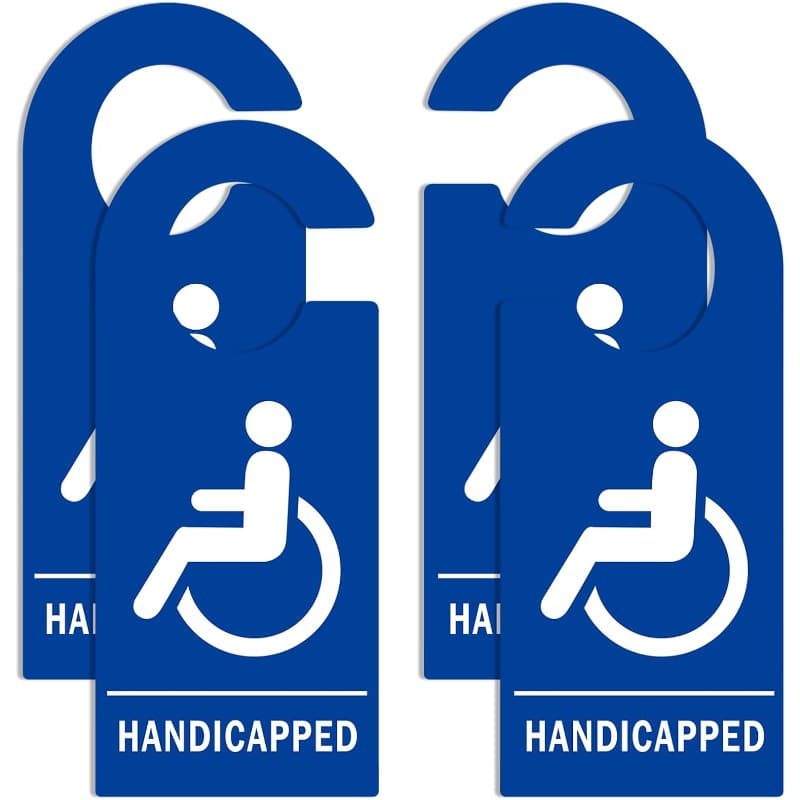 TEMU 4pcs- Handicap Sign Hanger, 3.5 X 8.5 Inch Pvc Handicap Sign For Doors Or Cars, Handicapped Signage Holder( Placard)