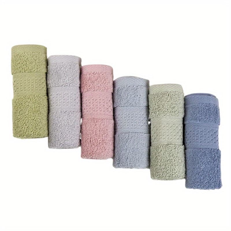 TEMU 6pcs Pure Cotton Hand Towel Face Cloths, Light Blue, Jade Green, Light Green, Grey, Light Grey, Pink, 13 X 13 Inches Square Towels, Bathroom Supplies Bathroom Towels