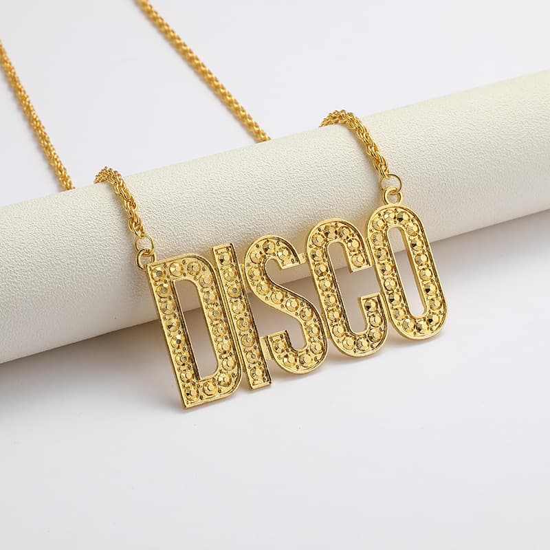 TEMU Personalized Hip-hop Alloy Snake Bone Chain With Golden Letter Alloy Necklace, Direct From The Jewelry Manufacturer
