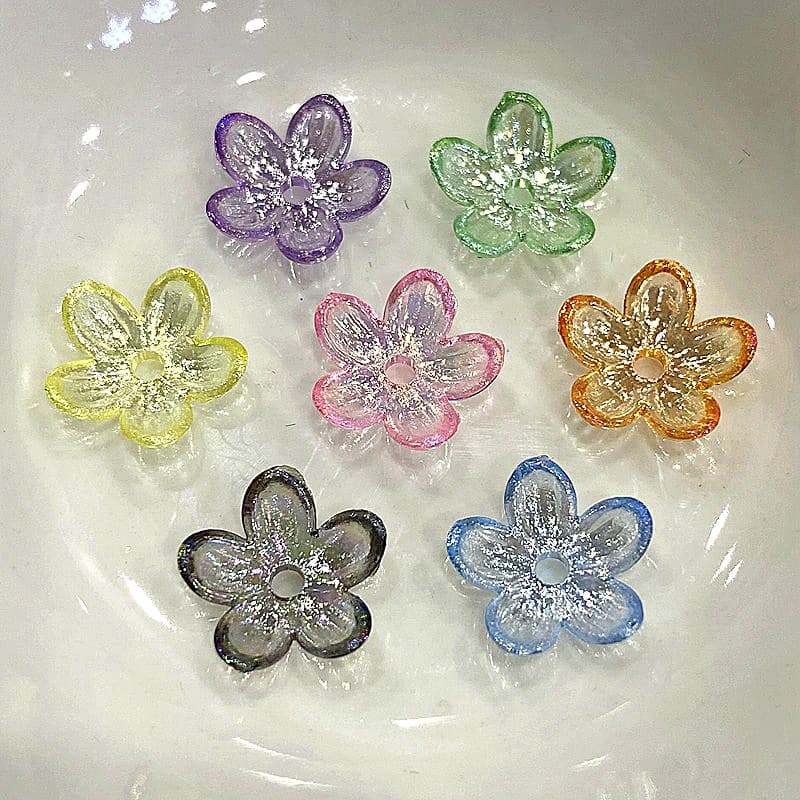 TEMU 100pcs 1.2cm/0.47in Color Plated Ab Laser Effect Petal Shape Loose Beads Diy Handmade Jewelry Jewelry Accessories