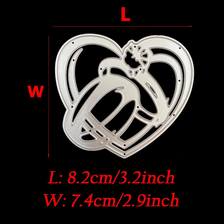 TEMU Love Heart And Wedding Ring Metal Die Cuts | Steel Scrapbooking Album And Anniversary Card Making Tools, Silvery Grey