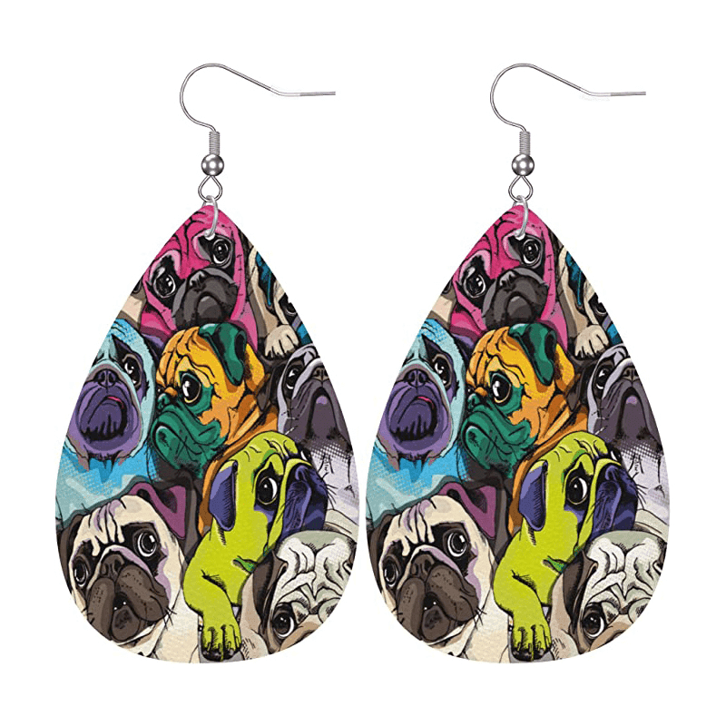 TEMU Unique And Earrings Made Of Colorful Faux Leather, Featuring A Cute Puppy Design, Perfect For Fashion Enthusiasts And Trending