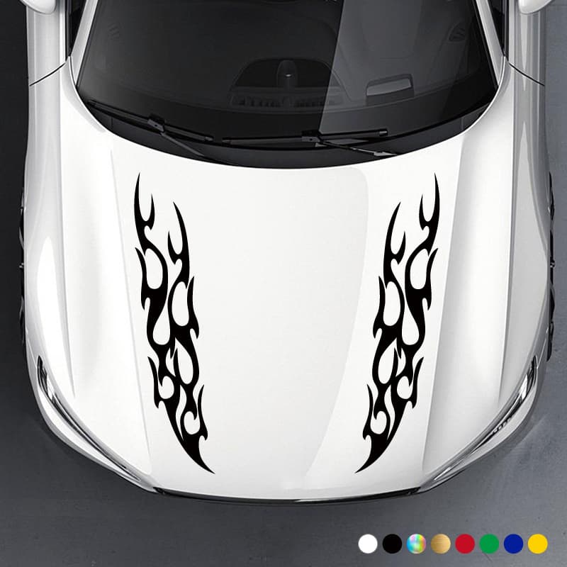 TEMU With Stickers - 2pcs Racing Flames Fire Decal Hood Decals Vinyl Decal