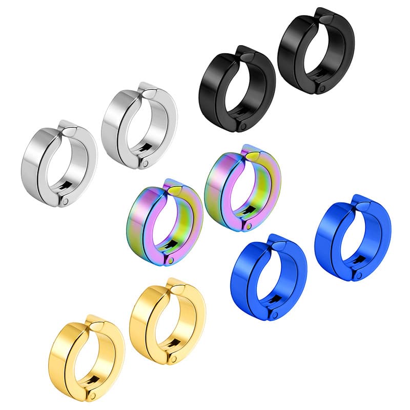 TEMU 10 Pieces Stainless Steel Non-piercing Earrings, Personality Unisex Ear Clip Fake Ear Hoops, 5 Colors