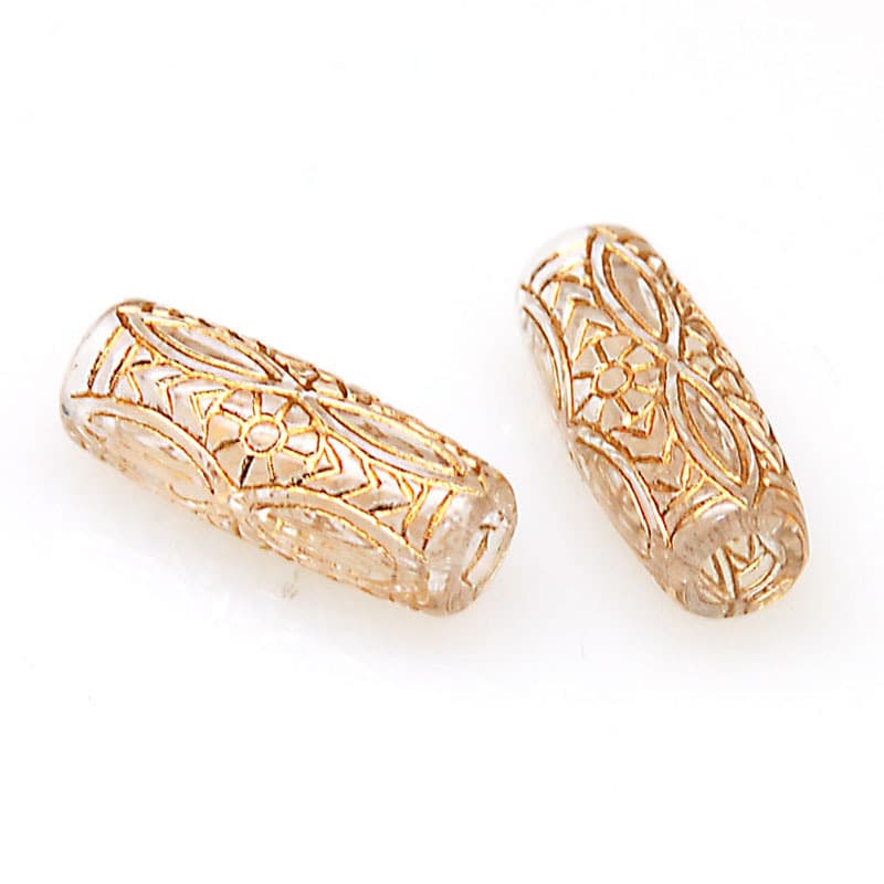 TEMU 20pcs Of Vintage-style Acrylic Spacer Beads In A Fluted Corrugated Design, Measuring 21x9x8mm, Perfect For Jewelry Crafting