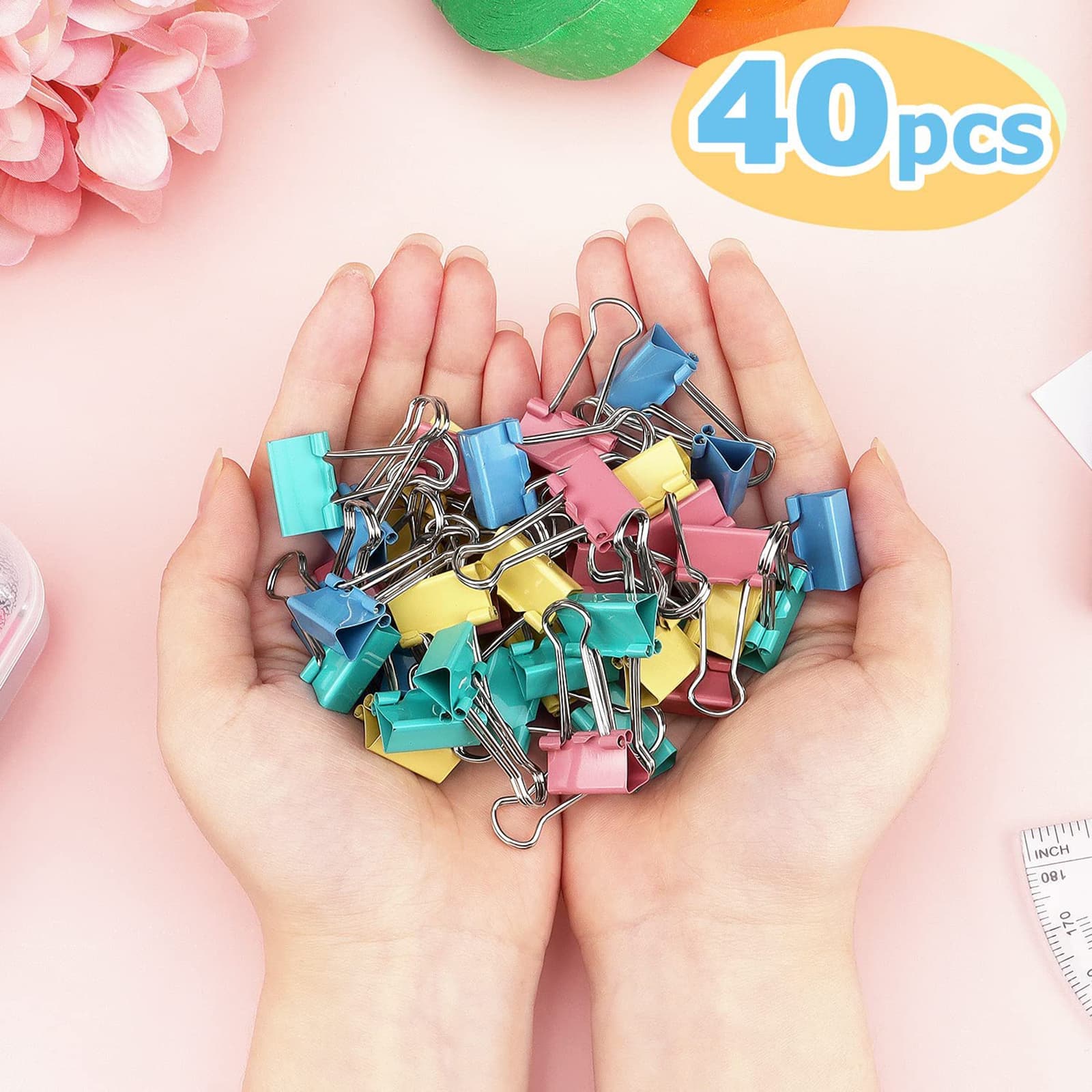 TEMU 40pcs/set Colorful Binder Clips With Long Tails