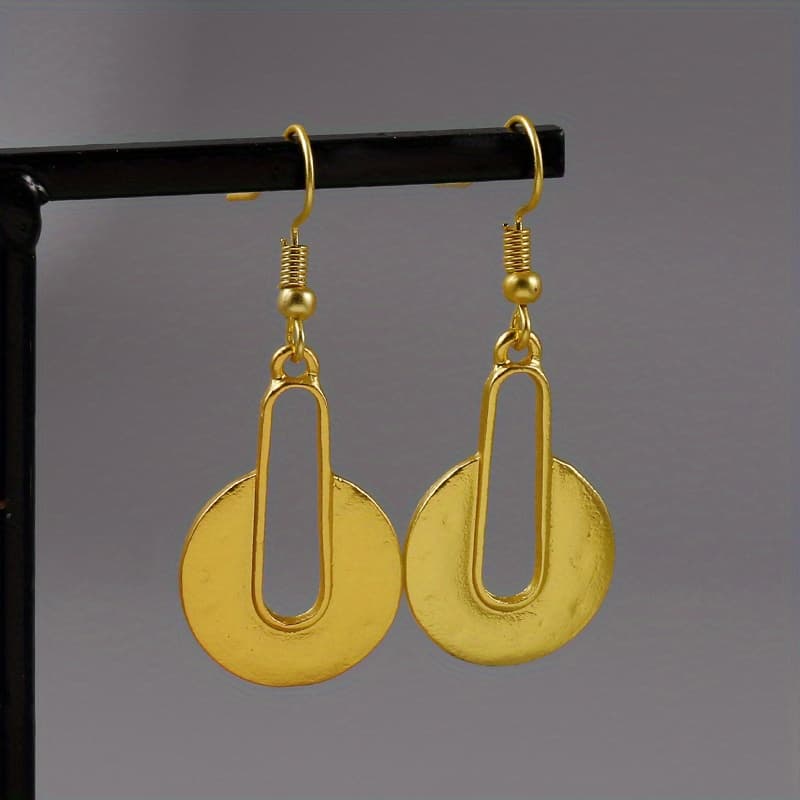 TEMU Golden Round Dangle Earrings Retro Bohemian Style Creative Gift For Women Holiday Additions