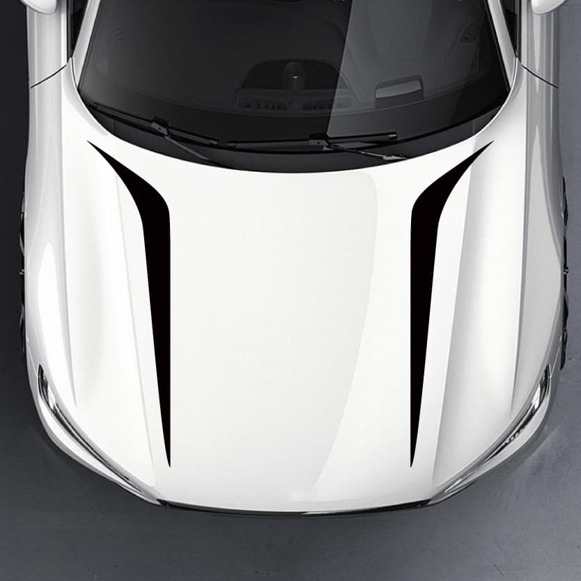 TEMU 2pcs High-gloss Vinyl Car Decals - Universal Fit, Self-adhesive, Durable Striped Body Stickers For Auto Styling - Perfect For Hood, Bumper, Or Window Decoration,