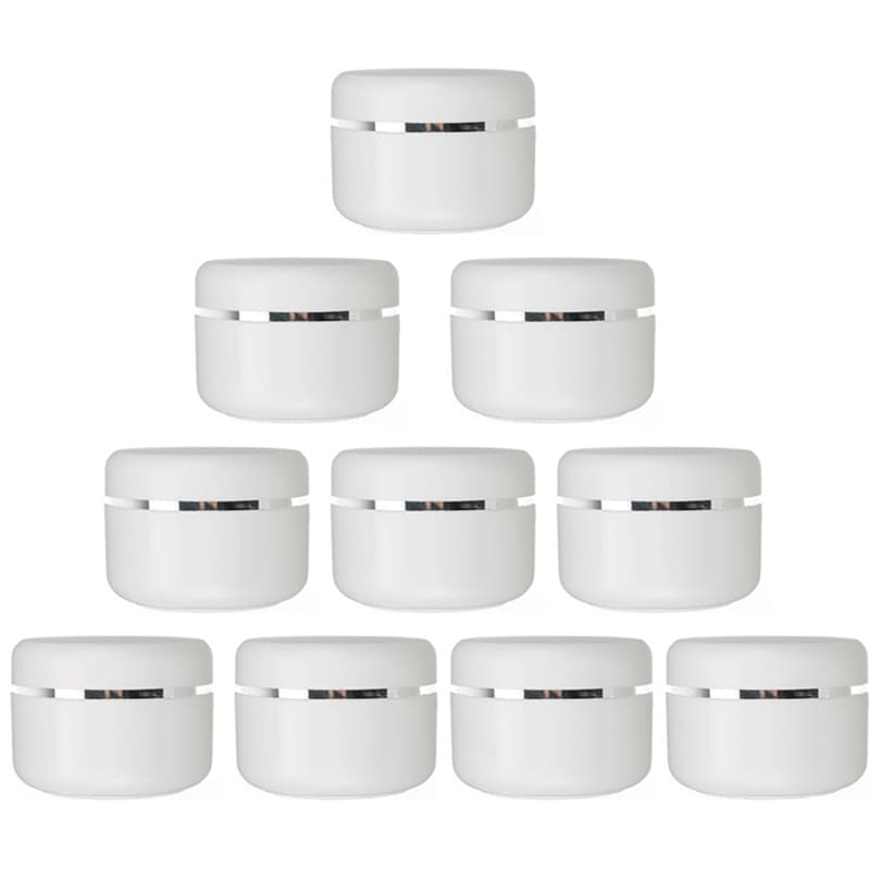 TEMU 10pcs 50g Cosmetic Cream Jars White Plastic Bottles Cosmetics Box Empty Makeup Jar Pot For Travel