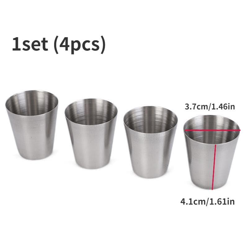 TEMU 1 Set Of 4pcs Stainless Suits Outdoor Small Glasses Suit Travel Picnic With 30ml