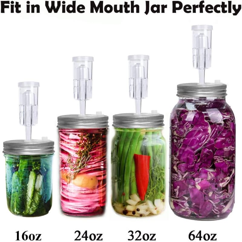 TEMU Fermentation Lids, 4-set Fermentation Kit For Wide Mouth Jars, 4 Fermenting Lids With 4 Silicone Grommets, 4 Airlocks, 4 Silicone Rings (jars Not Included)