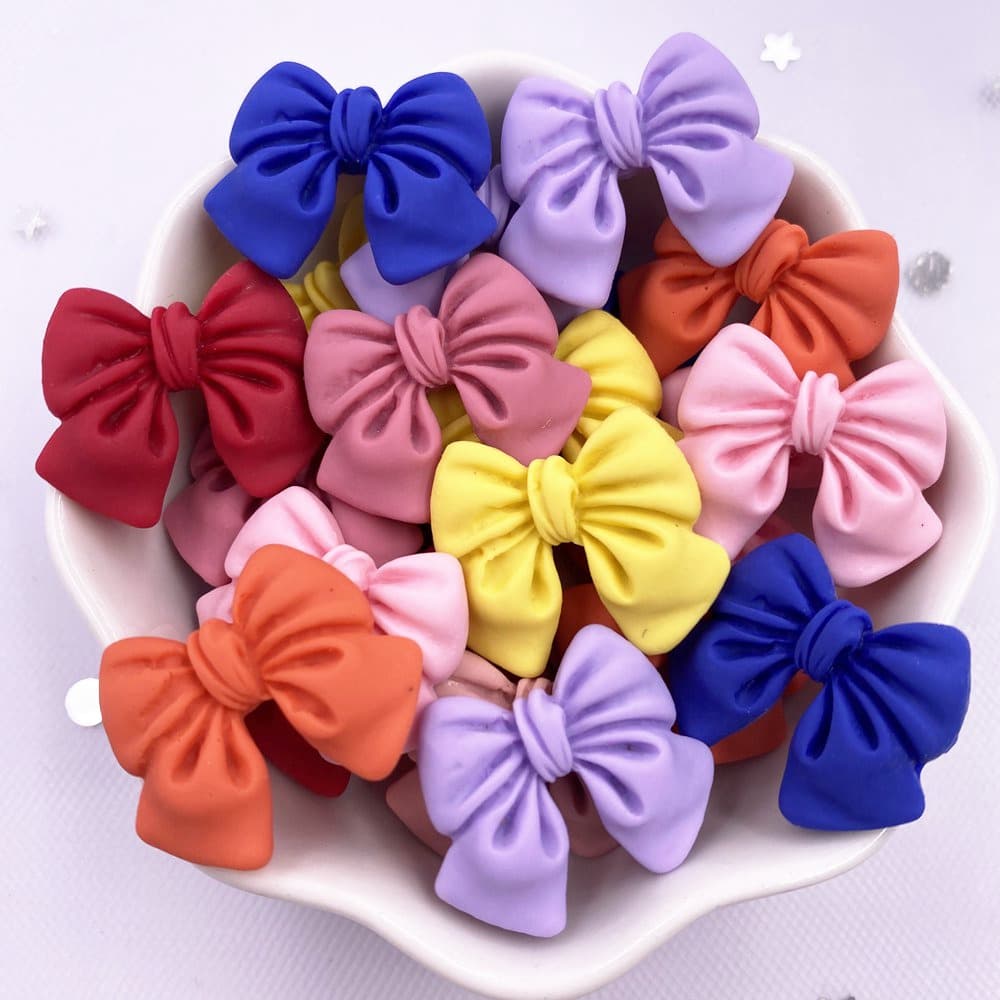 TEMU 12pcs Resin Colorful Painted Bowknot Flat Back Stone Figurines Diy Bow Decor Jewelry Crafts Accessories Supplies