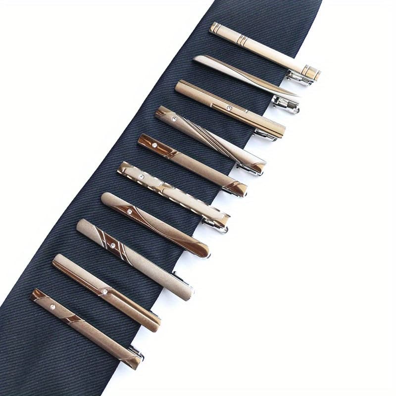 TEMU 10pcs Men's Dress Tie Clips, Wedding Business Suit Fashion Metal Necktie Clips Gifts For Husband Boyfriend
