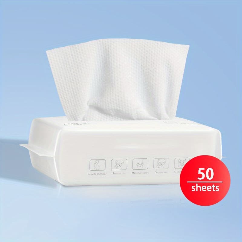 TEMU 6-pack Disposable Face Towels (300 Total) - 8"x6" (20x15cm) Soft Non-woven Dry/ Wet Wipes For , Individually Packed For Travel, Beach & Daily Cleansing (50 Sheets Per Box, Hypoallergenic)