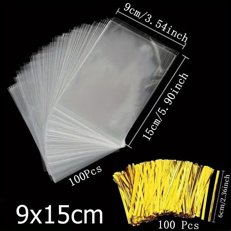 TEMU 100 Transparent Gift Bags For Gift Packaging, Party Packaging, Opp Gift Bags With Zip Ties, Diy Holiday Gift Packaging Bags