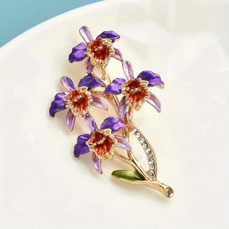 TEMU Gorgeous Enamel Flower Brooches For Women Flower Office Party Brooch Pin Gifts For Casual