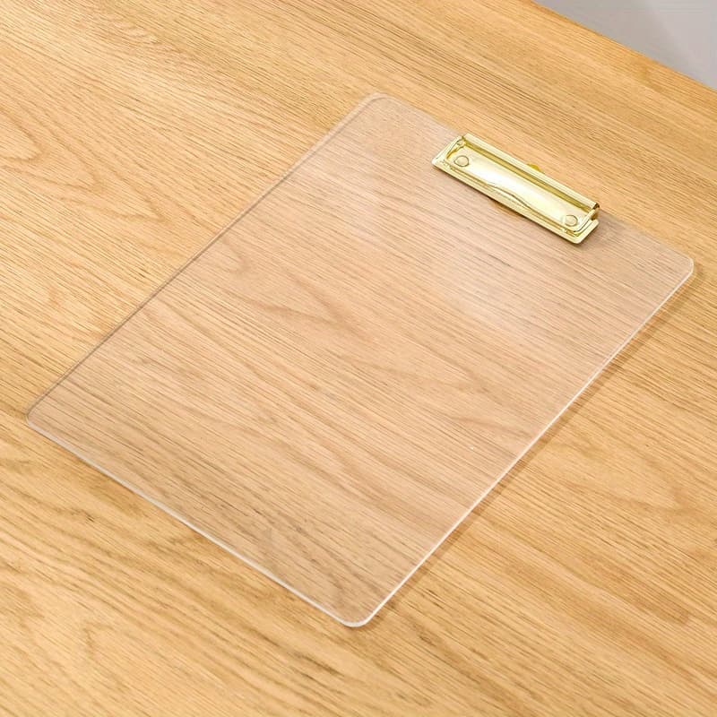 TEMU 1pc High Quality Acrylic Clipboard With Low Profile Clip 12.2 X 8.66 Inch Clipboard - Clear Clipboard Holds 100 Sheets, Suitable For A4 Size Office Home Supplies