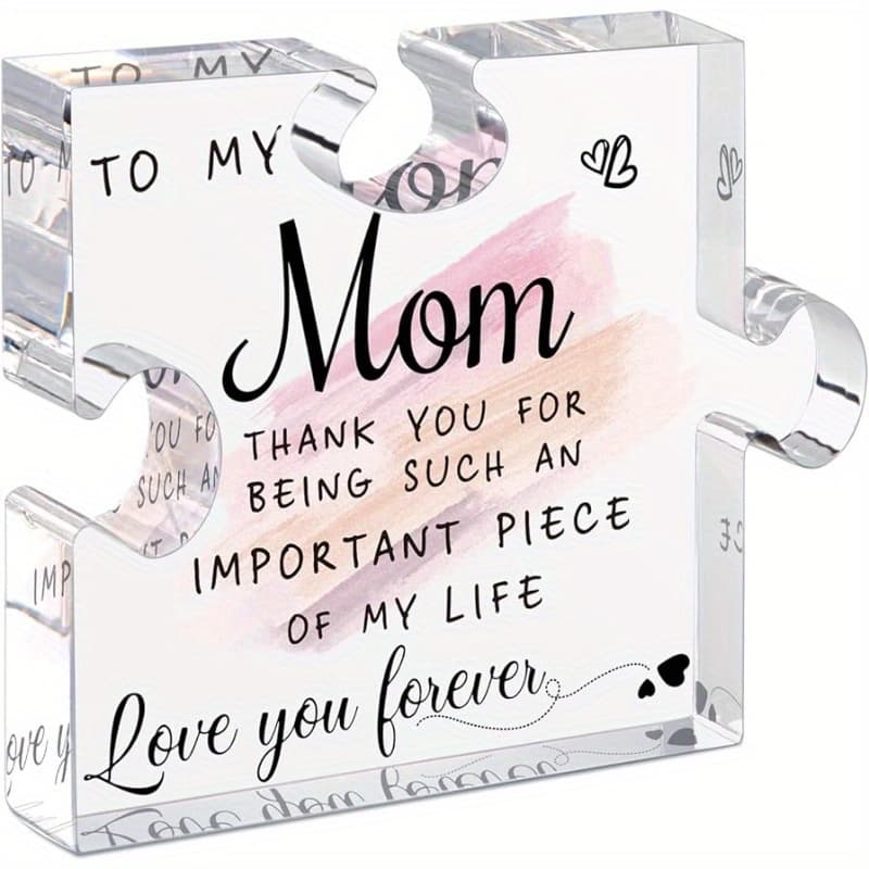 TEMU 1pc, Gifts For Mom From Daughter Son - Ever Gifts Unique Mother Birthday Acrylic Puzzle-shaped Plaque Desk Decorations Present For Mom Christmas Anniversary And Day Gifts