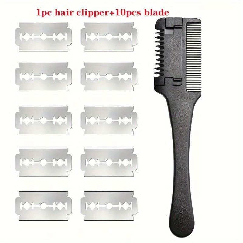 TEMU 11pcs/set Hair Cutter Comb Hair Thinning Comb With 10pcs Replacement Razors Razor