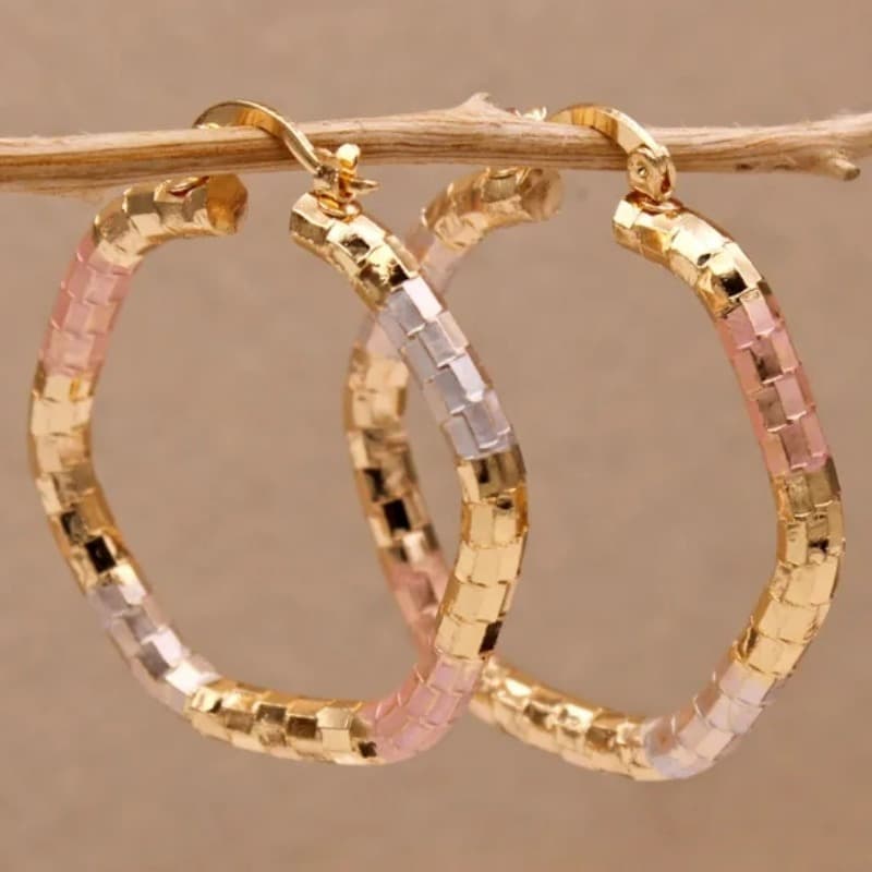TEMU Fashion Tie Dye Hoop Golden Earrings For Women Twist Golden Round Earrings Jewelry For Wedding Anniversary Gift Acessories