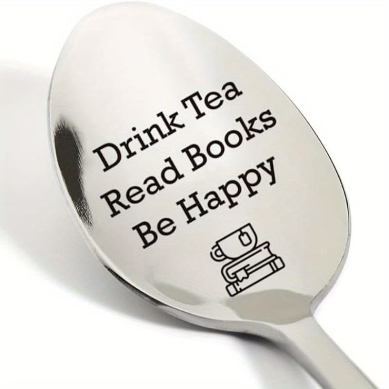 TEMU Gift Ideas, Read Books Be Engraved Stainless Steel, Tea Spoon Gift For Women Men