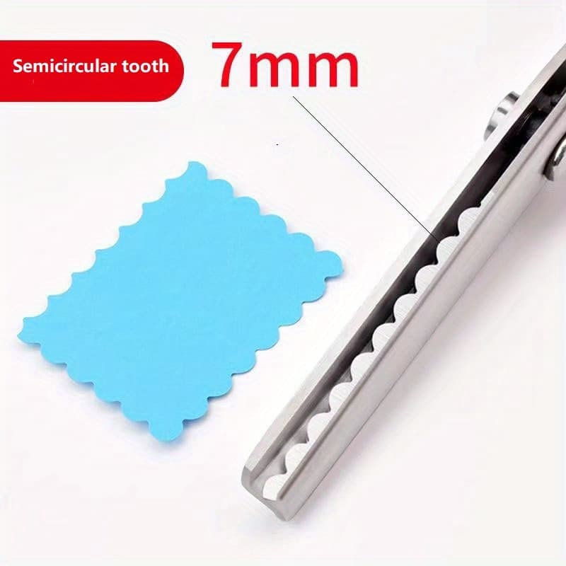 TEMU Ergonomic Stainless Steel Scissors With A Wave-patterned Blade, Curved Design, Lace Decoration, Suitable For Crafts, Paper Cutting, And Ornament Trimming