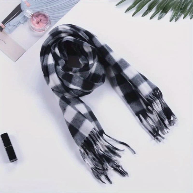 TEMU New Warm Scarf Fashion Embroidered Double-sided Velvet Men's And Women's Embroidered Scarf Gift
