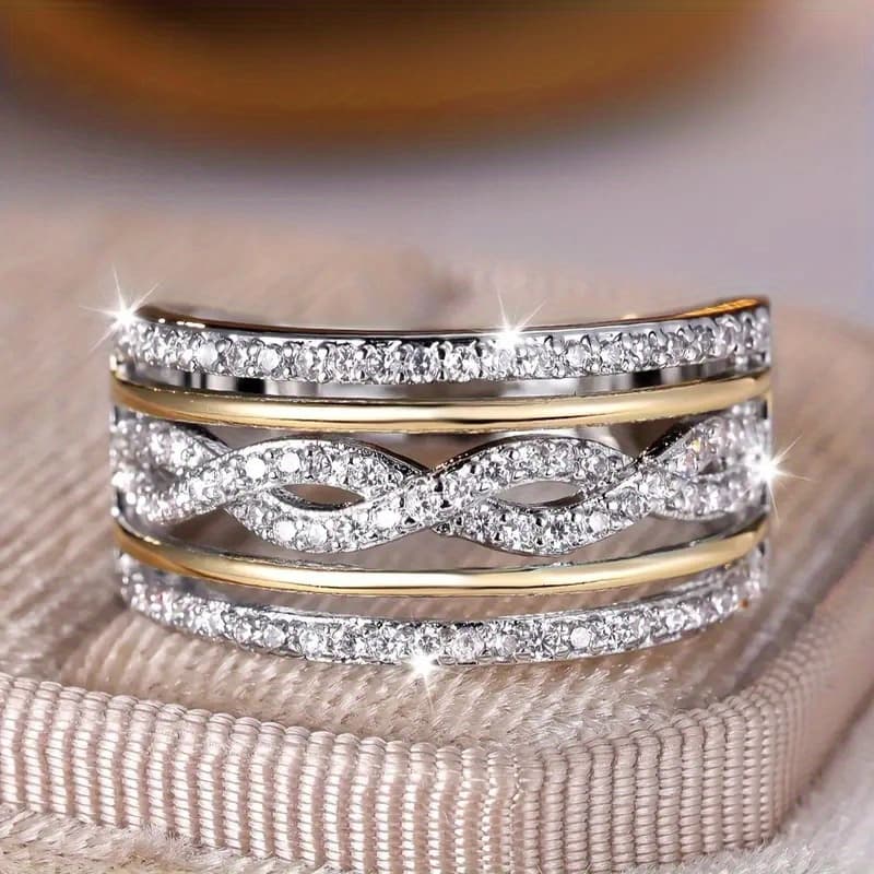 TEMU Women's Promise Ring Line Texture Oxidized Bride Engagement/wedding Ring Infinity Symbol 's Day Gift