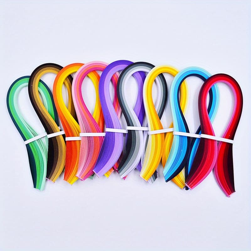 TEMU 900pcs/9 Packs Diy Handmade Paper Digging 100pcs/ Paper Digging Strip Gradient Color Width 3mm Length 15.35in Digging Paper Painting Student Adult Diy Creation Material Package