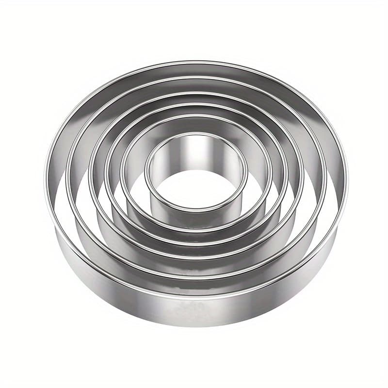 TEMU Set Of 6 Stainless Steel Circular Cookie Cutters And Candy Molds - Ideal For Decorating Cakes And Baking - Kitchen Tools And Additions For Your For Home Kitchen