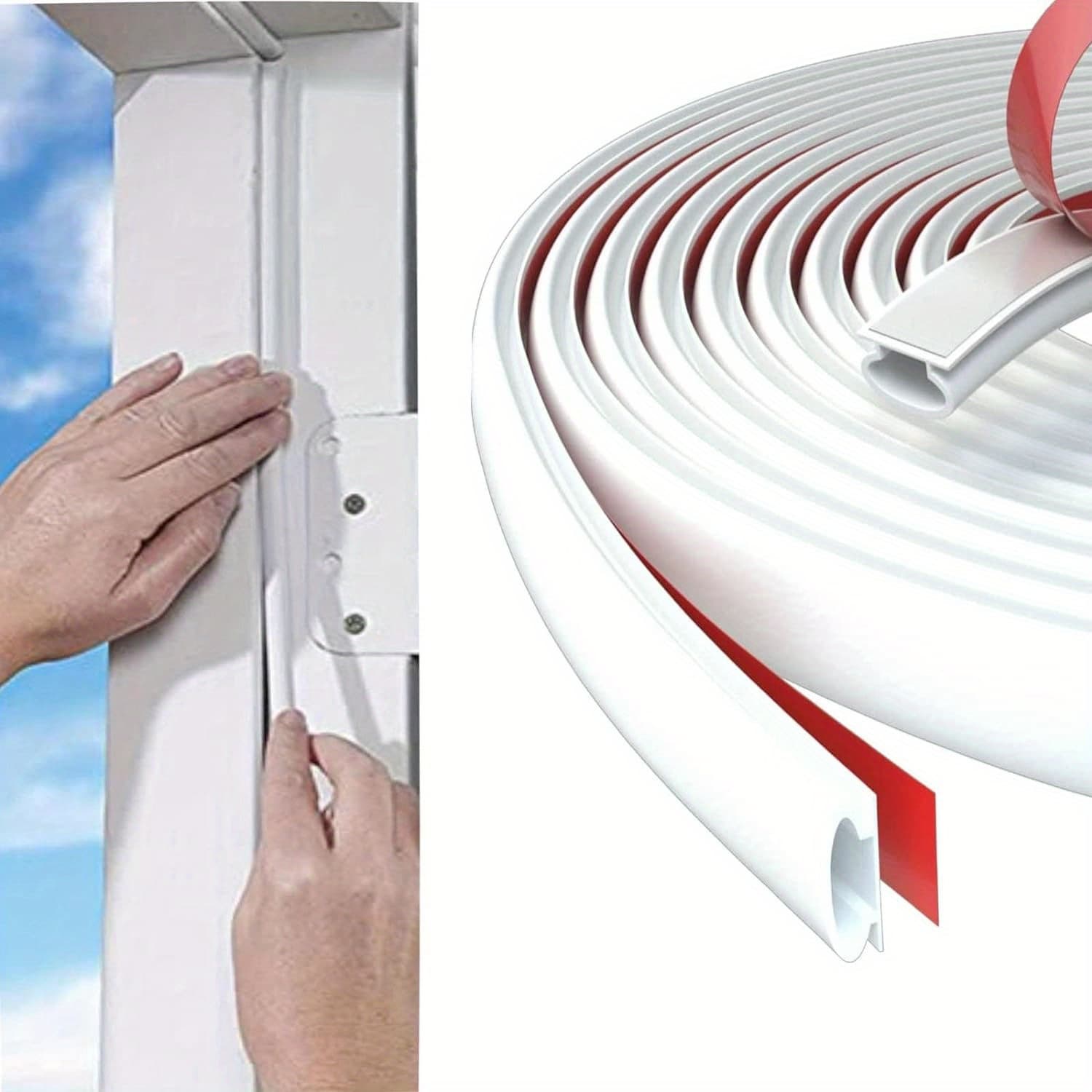 TEMU 1pc Weather Stripping Door Seal, Window And Door 19. Door Seal Strip, Soundproofing Self-adhesive Backing Door Weather Stripping For Door Frame Window Large