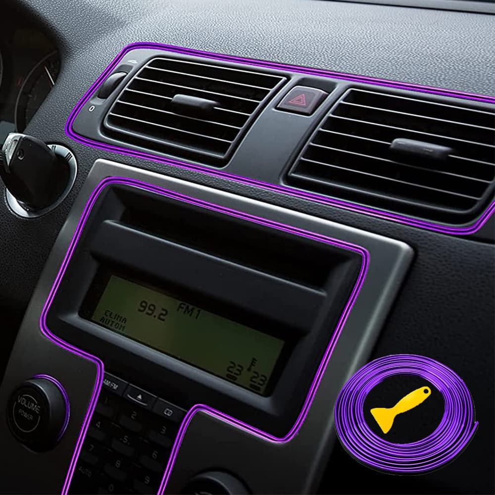 TEMU Purple Car Decoration Strip Car Interior Decoration Line Interior Modification Door Panel Crevice Strip