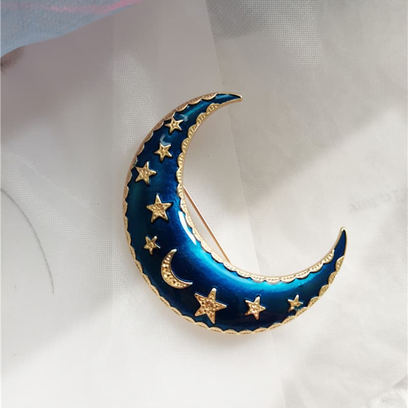 TEMU Blue Minimalist Moon Brooch Enamel Cute Pin Corsage Additions Party Party Party Gifts