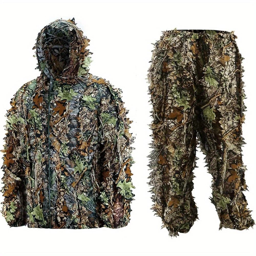 TEMU Men's Ghillie Suit, 3d Lightweight Hunting Clothes, Hooded Camouflage Clothing Breathable Hunting Suit