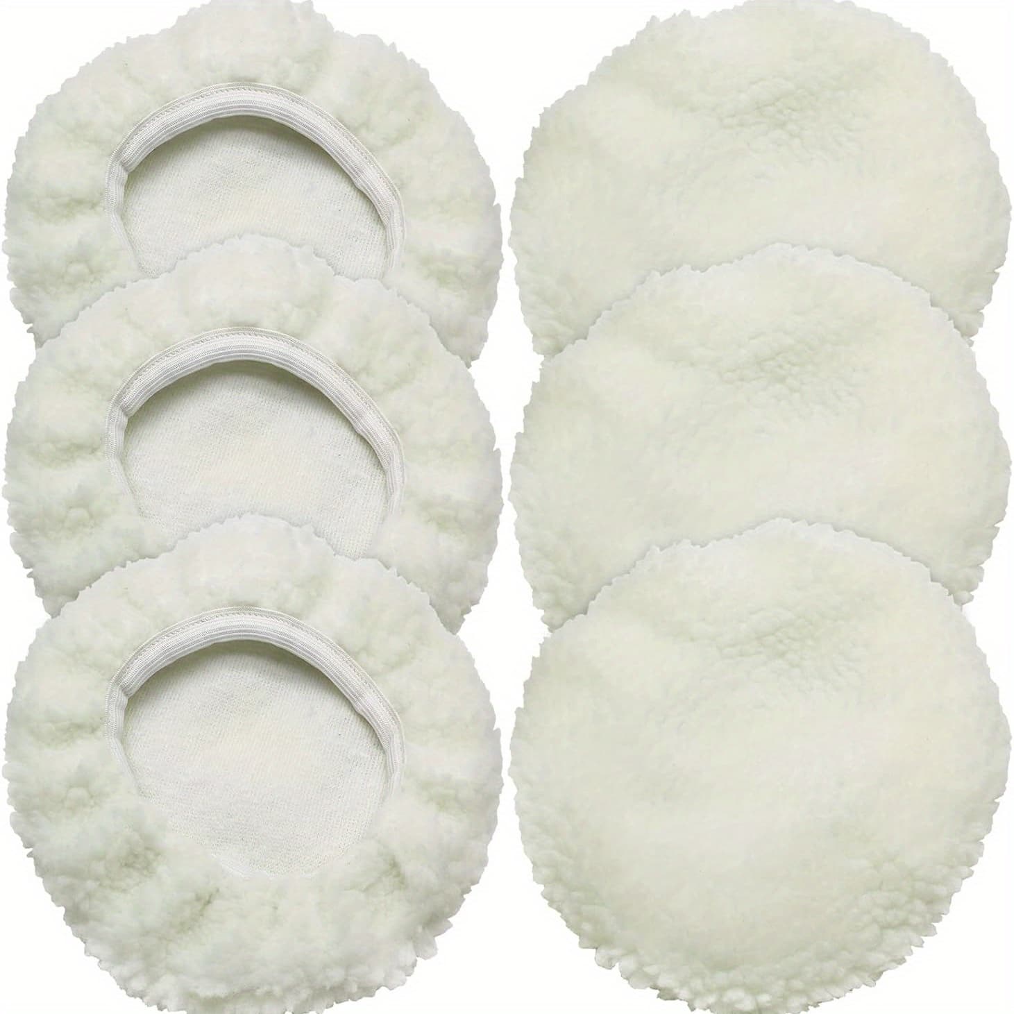 TEMU 6pcs White Polishing Waxing Pad Set, 5-6 Inches Soft Fabric Car Cleaning Supplies For Detailing And Polishing