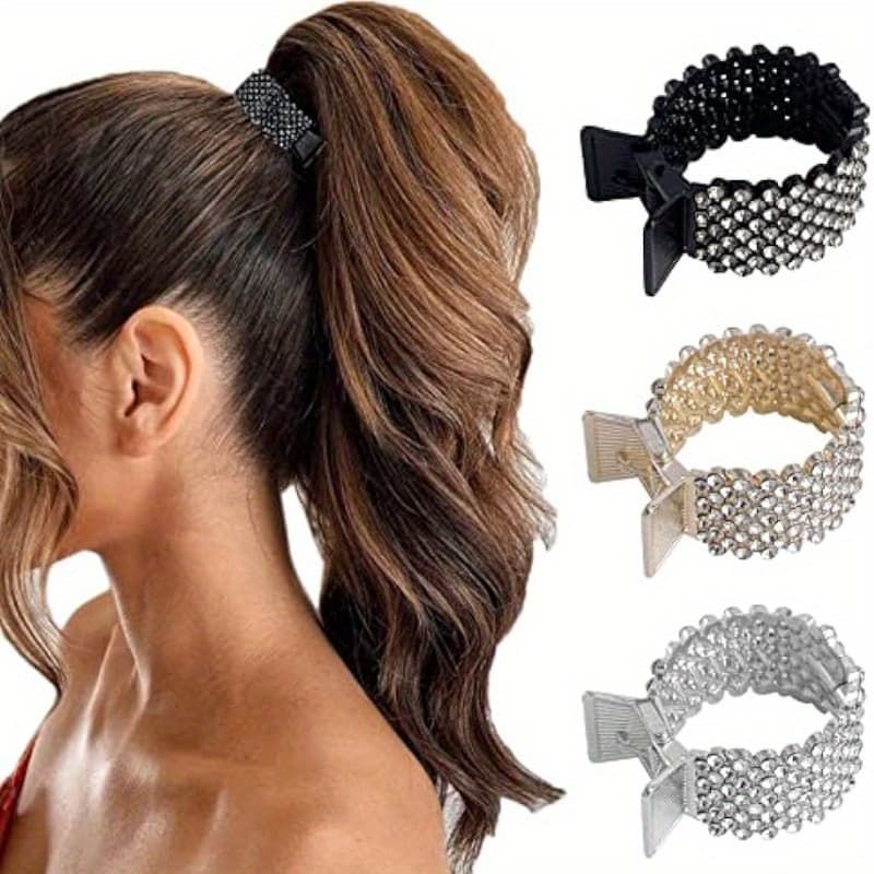 TEMU Set Of 3 Small Hair Claw Clips Measuring 1.77 Inches, Designed For High Ponytails, Featuring Suitable For Women With Thick, Long Hair
