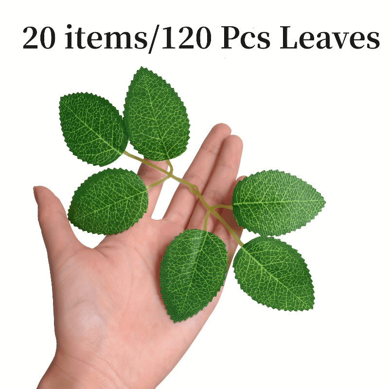 TEMU 120pcs Realistic Artificial Green Leaves, Bulk Faux Greenery Plant For Wedding Bouquets And Home Decor, Spring Summer St Patrick's Day Easter Decor