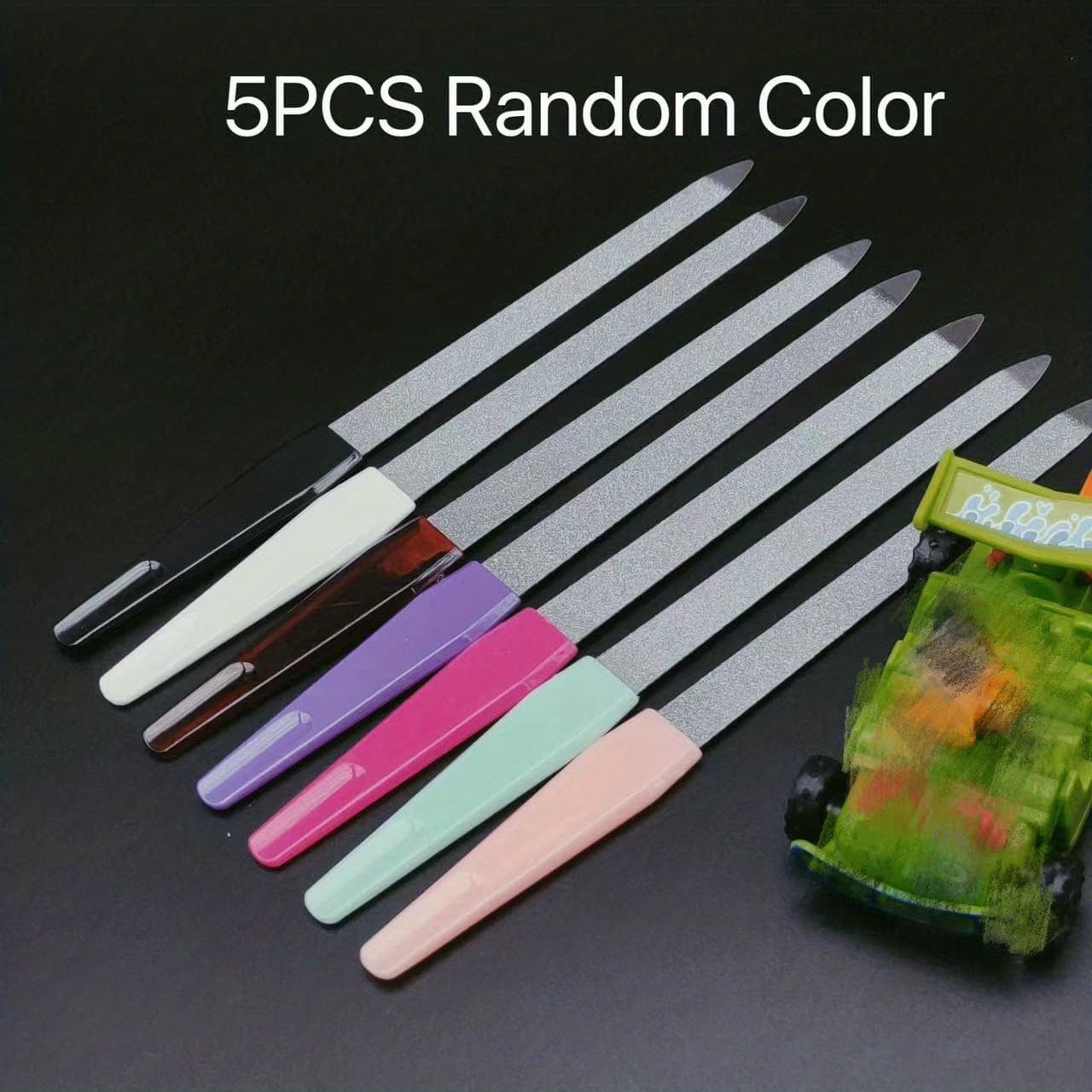 TEMU 5pcs Random Nail Care Kit - Double Sided Emery Board Nail Files For Fingernail And Toenail Shaping, Buffing, Unscented