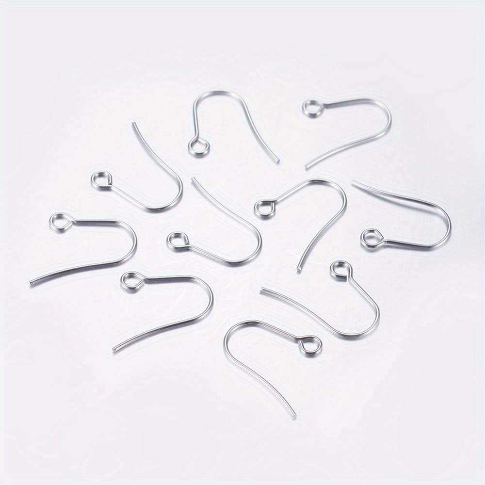 TEMU 100pcs Premium 304 Stainless Steel Earring Hooks With Loop - , Hypoallergenic Wire For Making, 18x15mm, 2mm Hole, Ear Wire, 21 Gauge Pin, 0.7mm