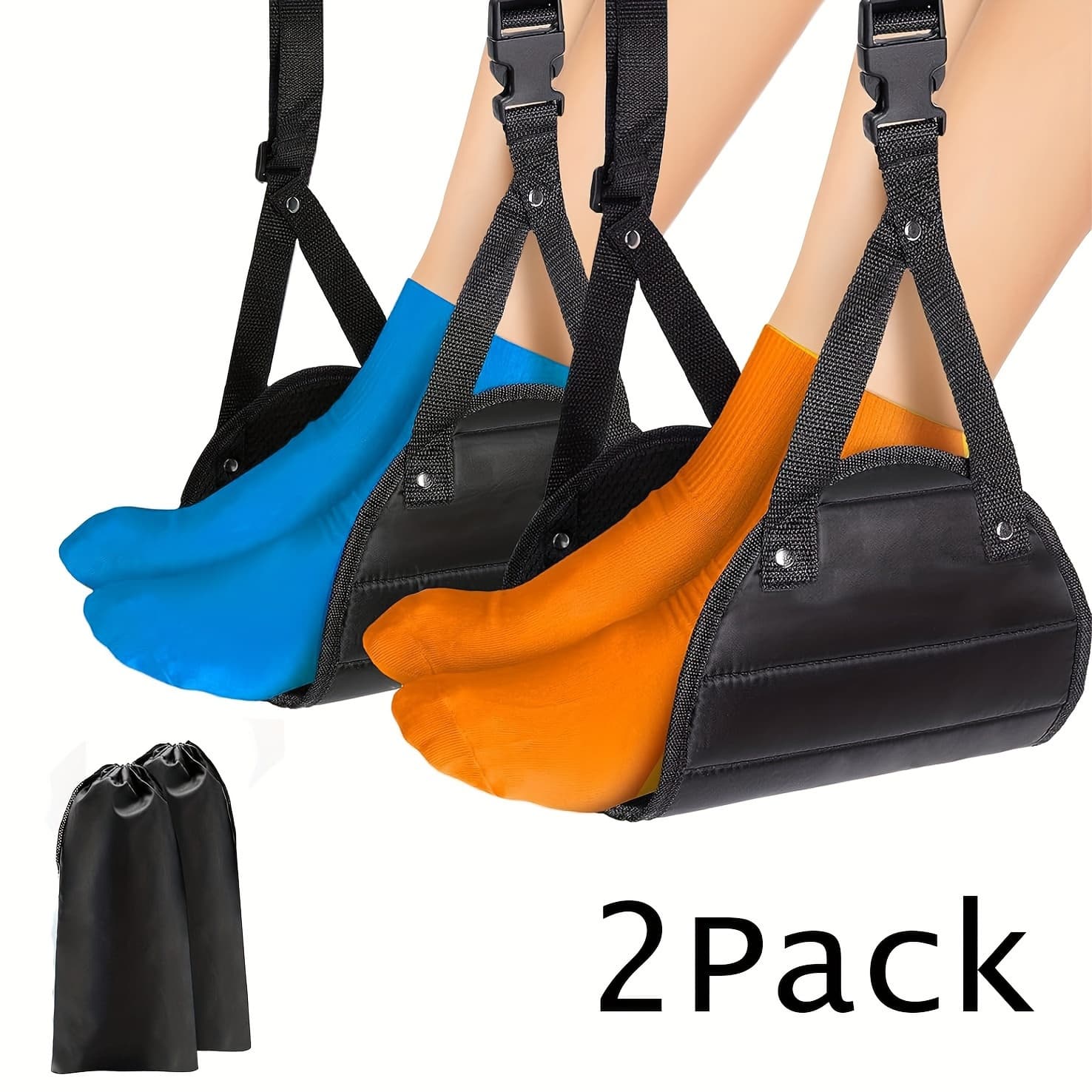 TEMU 2pcs Airplane Foot Hammock, Foot Rest, Airplane Travel Footrest, Flight Leg Hammock Hanger Sling, Portable Travel Accessories Adjustable Height For Plane, Train, Accessories