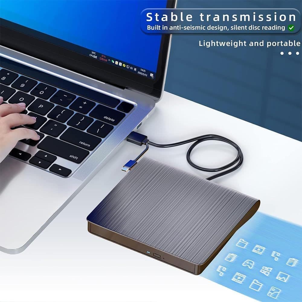 TEMU Portable External Cd/dvd Drive For Laptops, Featuring Usb 3.0, Of Reading And Writing Dvds And Cds, Compatible With Windows, , And Desktop And Laptop Computers
