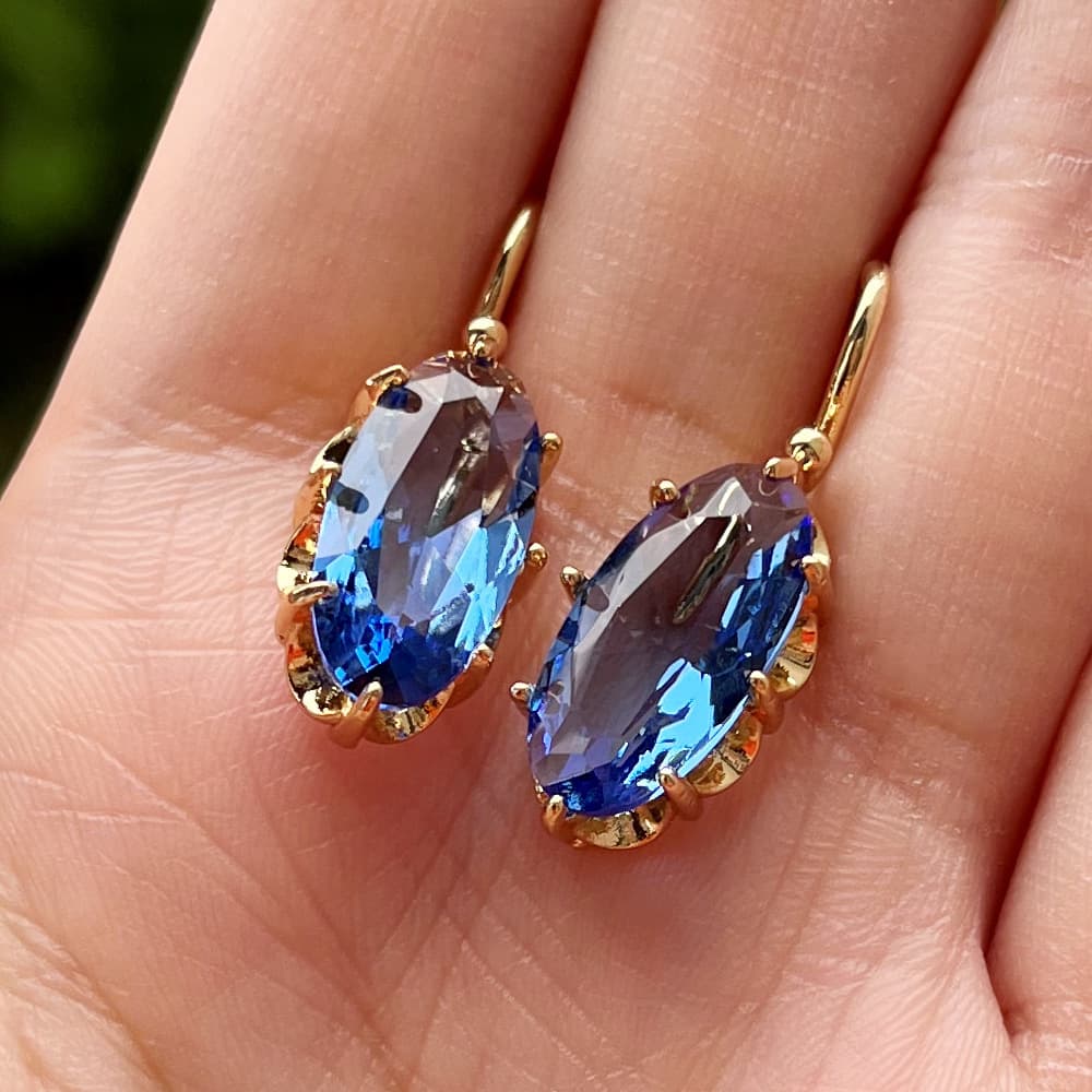TEMU Oval Shape Zirconia Decor Dangle Earrings With Gift Box Retro Boho Style Banquet Ear Ornaments Female Gift