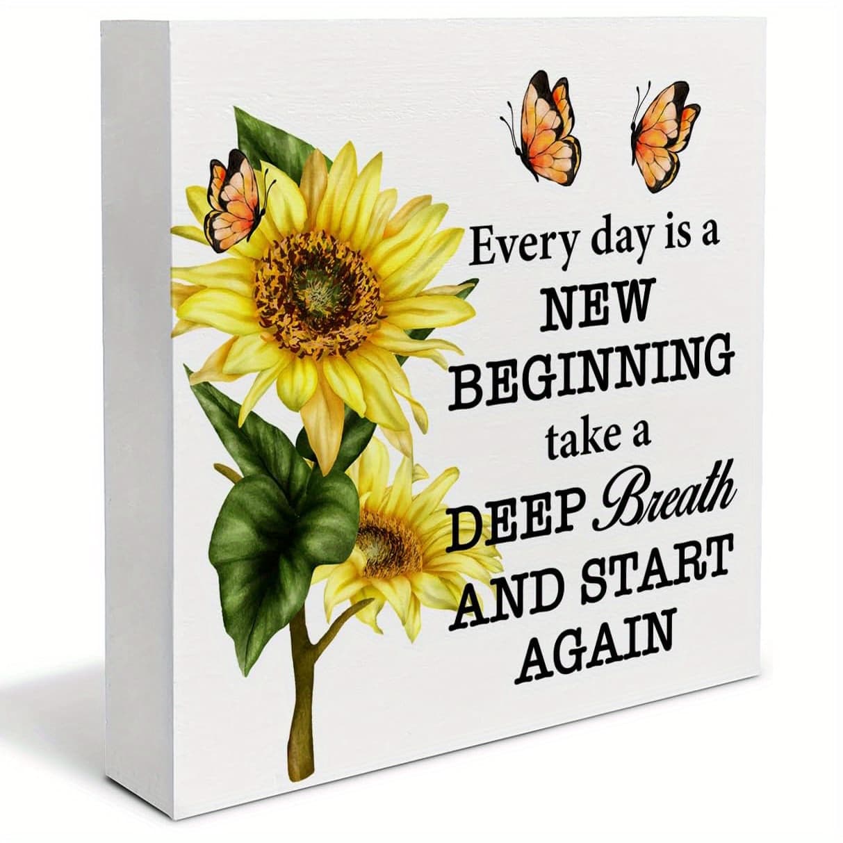 TEMU 1pc, Sunflower And Square Foam Pvc Desktop Decoration, Each Day Is Start And Begin Warm Message Tabletop Home Office Decoration, Desk Table Celebration Supplies, Presents For