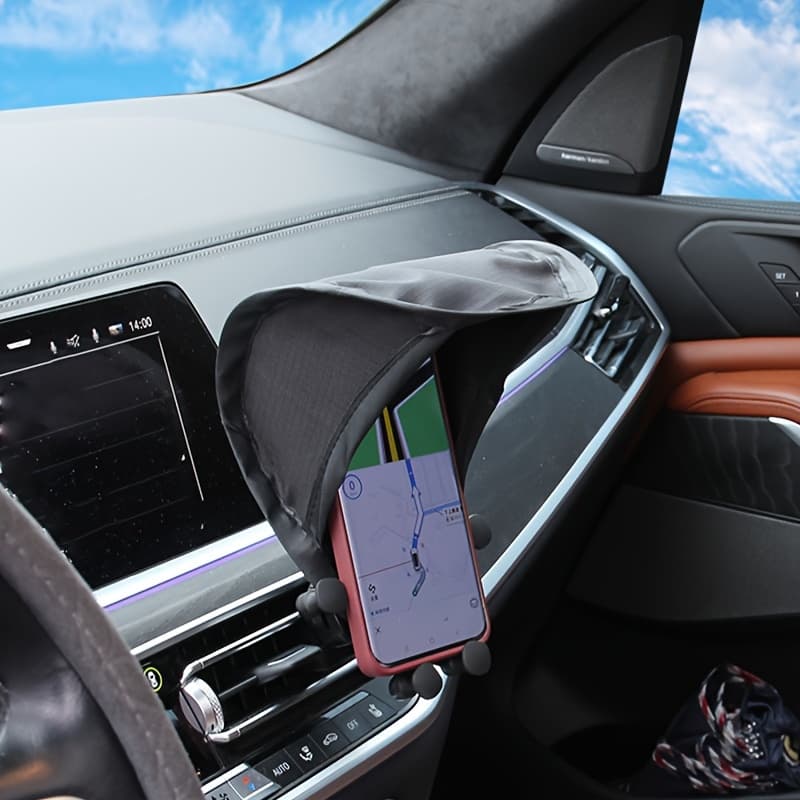 TEMU Foldable Car Phone Holder, Nylon Material, Non-reflective, , Air Conditioner Outlet Mount, Sunshade Navigation Screen Protector, , Non
