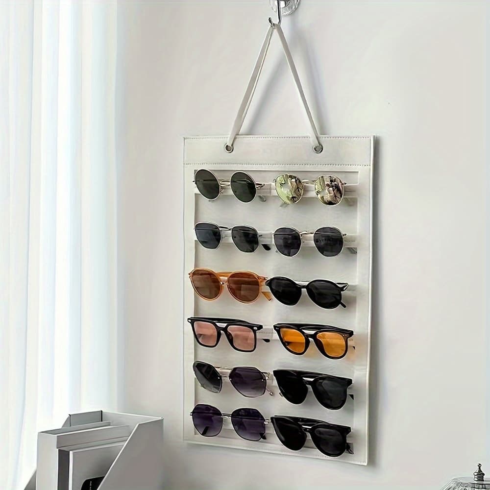 TEMU 12 Slots Felt Glasses Organizer Hanging Wall Glasses Holder Dust Proof Storage Display Pocket Wall Stand Organizer Holder